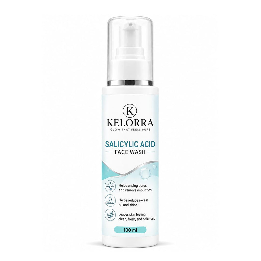 Kelorra 1% Salicylic Acid Face Wash | Daily Deep Cleansing Facial Cleanser | Helps Remove Dirt, Oil & Impurities | Refreshing Face Wash for Oily & Combination Skin | 100 ml