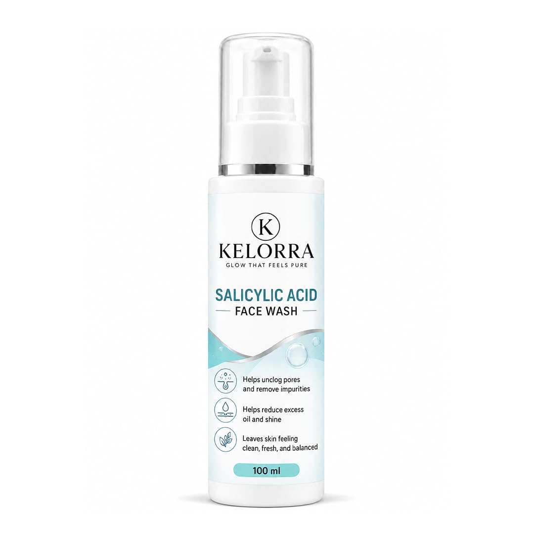 Kelorra 1% Salicylic Acid Face Wash | Daily Deep Cleansing Facial Cleanser | Helps Remove Dirt, Oil & Impurities | Refreshing Face Wash for Oily & Combination Skin | 100 ml