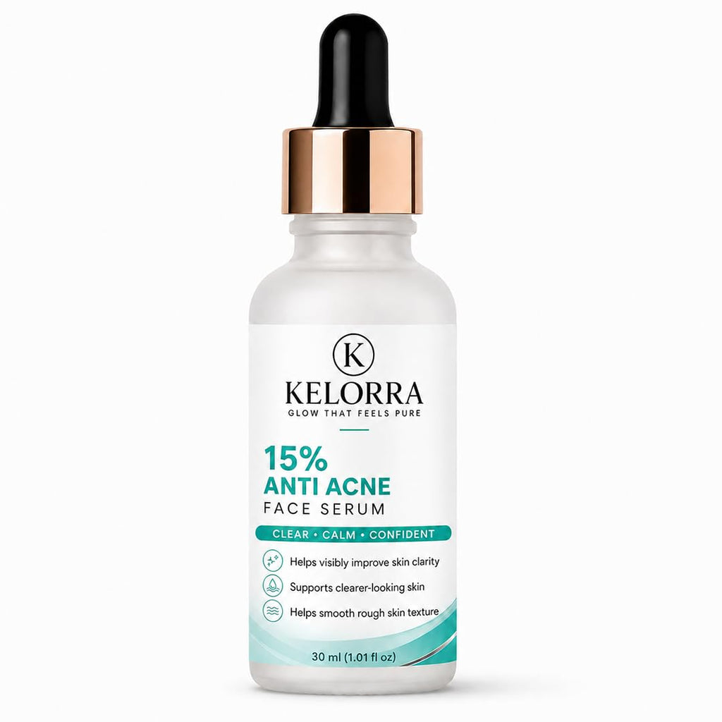 Kelorra 15% Anti Acne Face Serum | Lightweight Daily Skincare Serum | Clear & Calm Facial Care Formula | Suitable for Oily & Acne-Prone Skin | Dropper Bottle | 30 ml