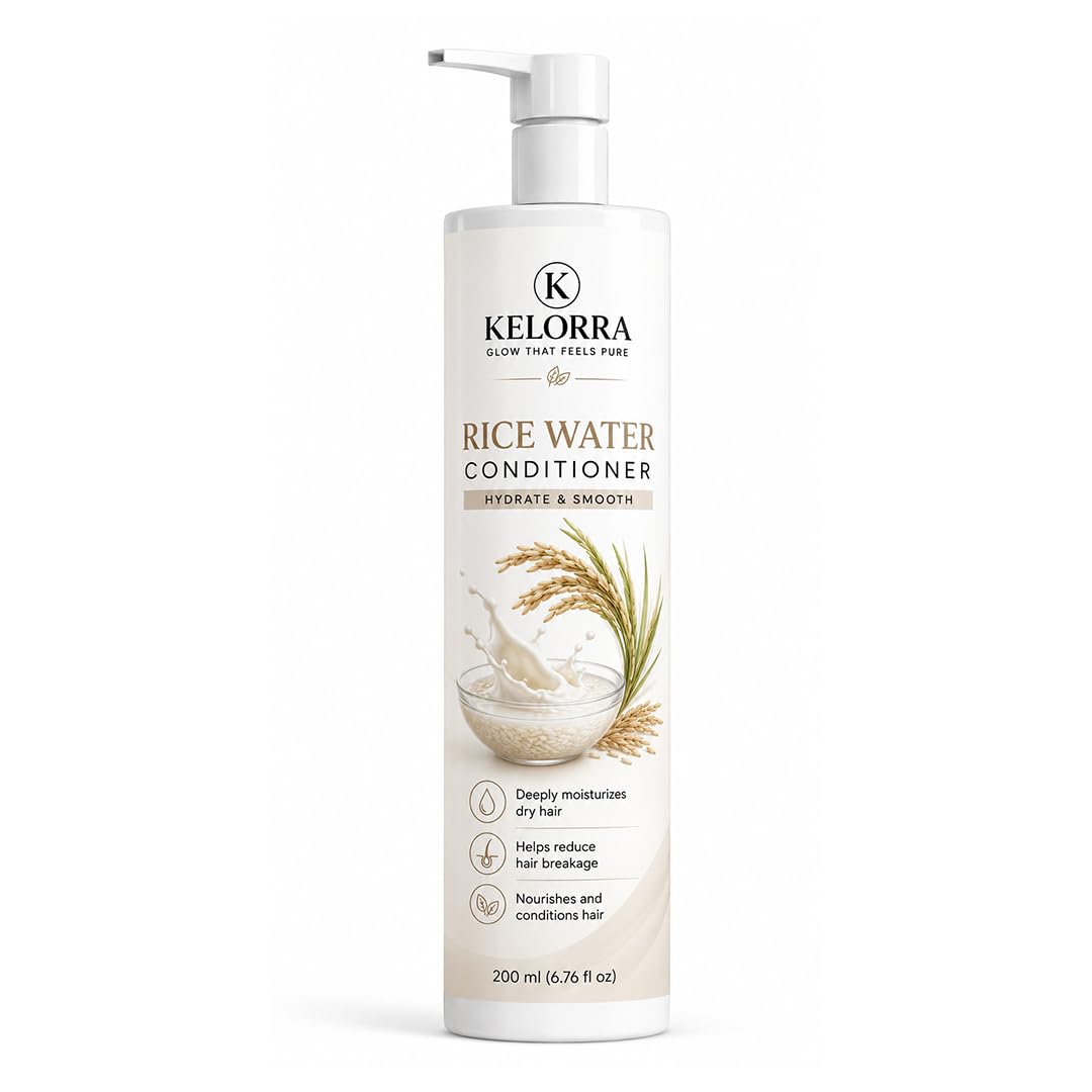 Kelorra Rice Water Conditioner | Daily Hair Conditioner for Smooth & Manageable Hair | Lightweight Conditioning Formula | Suitable for All Hair Types | Pump Bottle | 200 ml