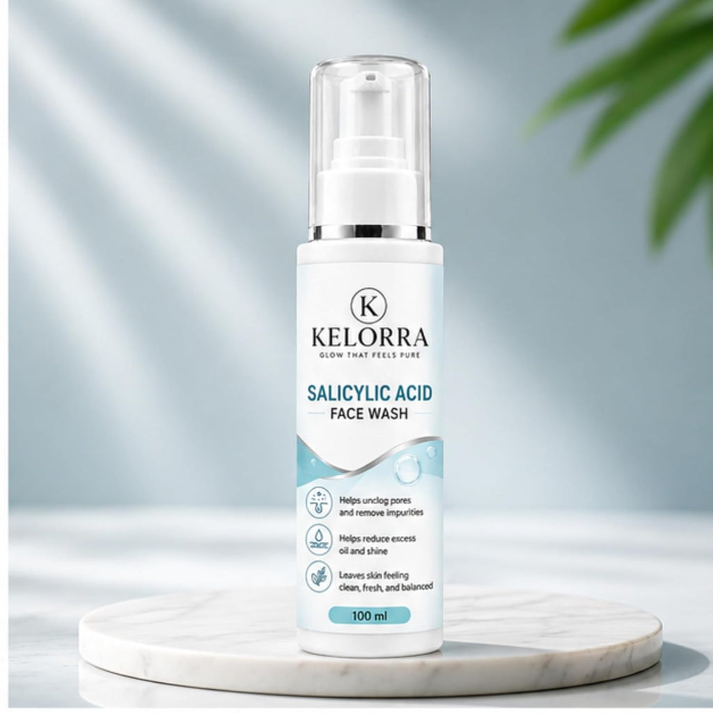 Kelorra 1% Salicylic Acid Face Wash | Daily Deep Cleansing Facial Cleanser | Helps Remove Dirt, Oil & Impurities | Refreshing Face Wash for Oily & Combination Skin | 100 ml