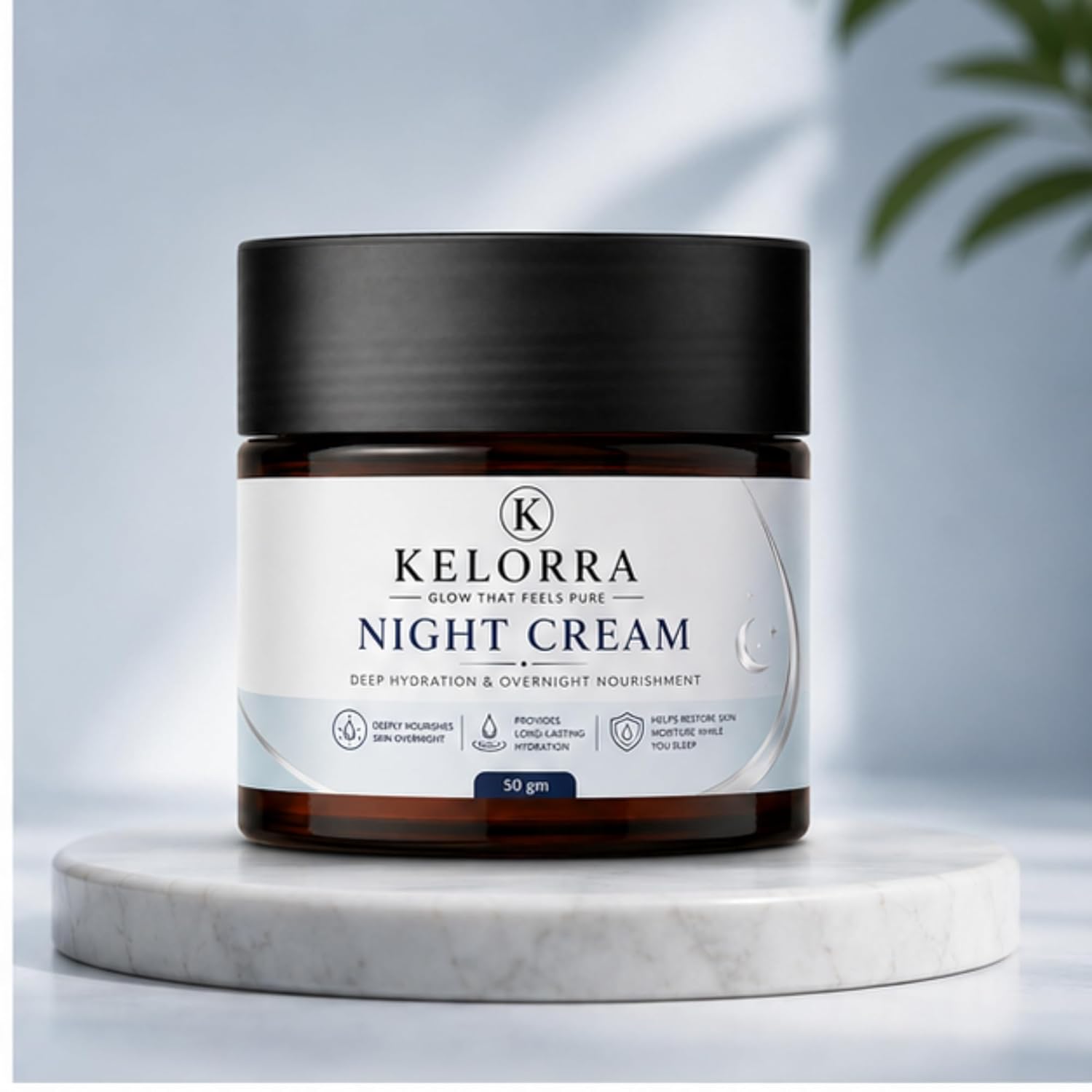 Kelorra Night Cream | Overnight Facial Moisturizer for Daily Skincare | Lightweight Nourishing Face Cream | Suitable for All Skin Types | Night Care Cream | 50 gm