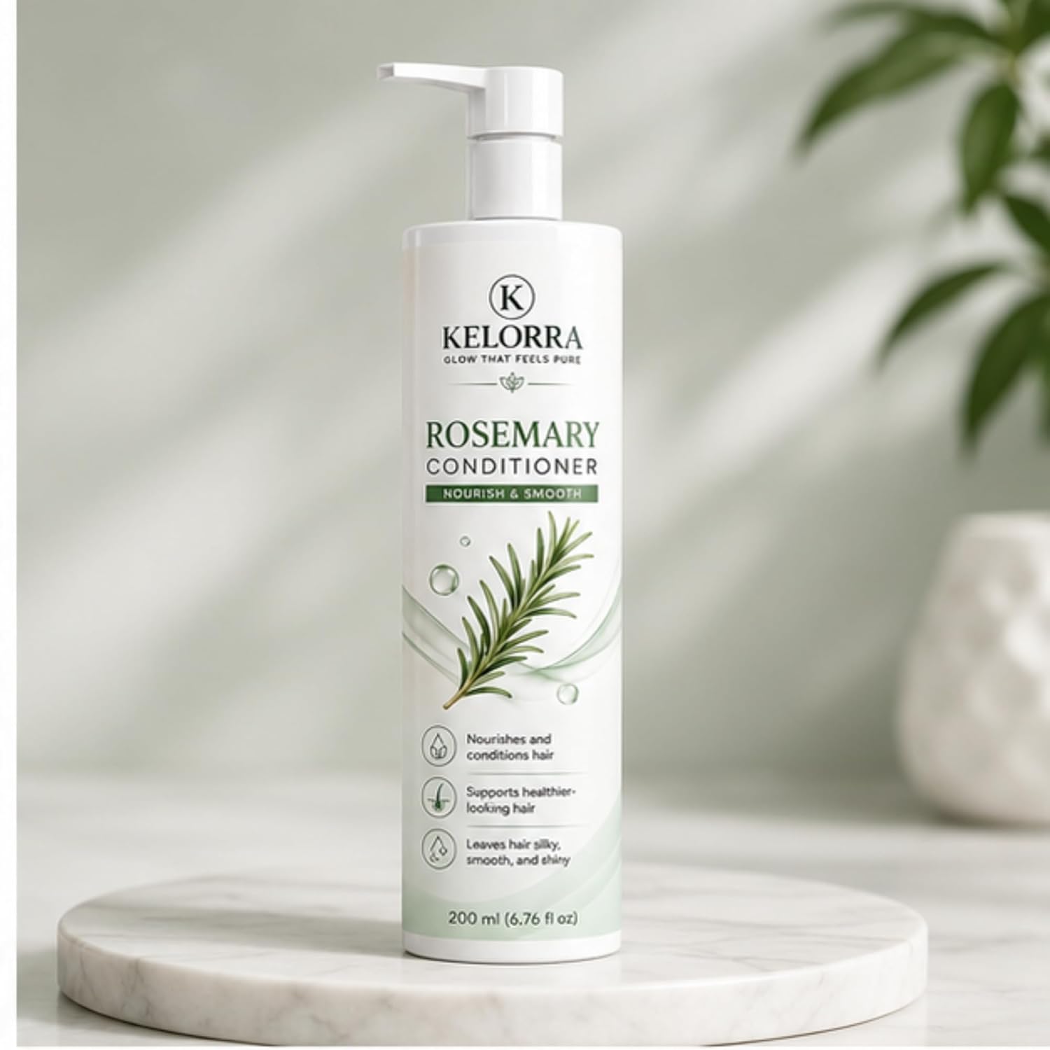 Kelorra Rosemary Conditioner | Daily Hair Conditioner with Rosemary | Smooth & Manageable Hair Care Formula | Suitable for All Hair Types | Lightweight Conditioning Formula | Pump Bottle | 200 ml