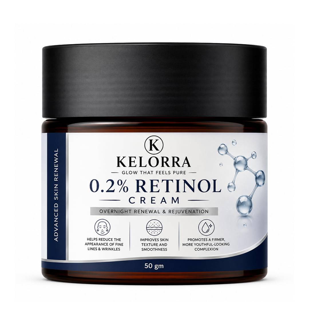 Kelorra 0.2% Retinol Cream | Overnight Face Cream for Daily Nighttime Skincare Routine | Lightweight Moisturizing Formula | Suitable for All Skin Types | 50 gm
