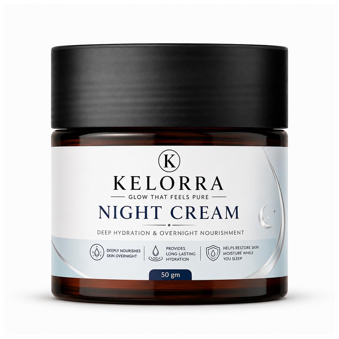 Kelorra Night Cream | Overnight Facial Moisturizer for Daily Skincare | Lightweight Nourishing Face Cream | Suitable for All Skin Types | Night Care Cream | 50 gm