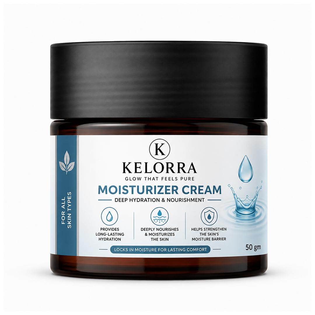 Kelorra Moisturizer Cream | Daily Face Moisturizing Cream for All Skin Types | Lightweight Hydration Cream | Smooth & Non-Greasy Formula | Face Care Cream | 50 gm