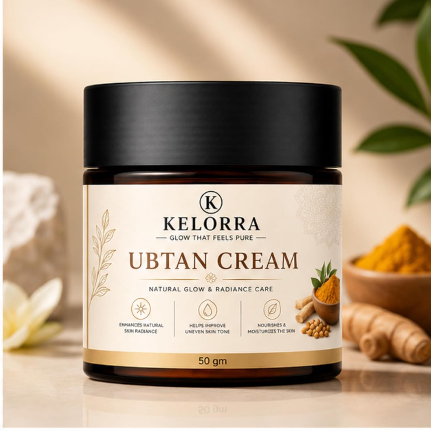 Kelorra Ubtan Cream | Daily Moisturizing Face Cream for Natural Glow & Radiance Care | Lightweight Nourishing Cream for All Skin Types | Hydrating & Smooth Skin Care Formula | 50 gm