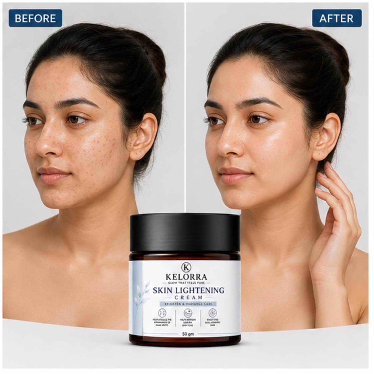 Kelorra Skin Lightening Cream | Daily Moisturizing Face Cream for Uneven Skin Tone | Brightening & Radiance Care Cream | Lightweight Hydrating Formula | For All Skin Types | 50 gm