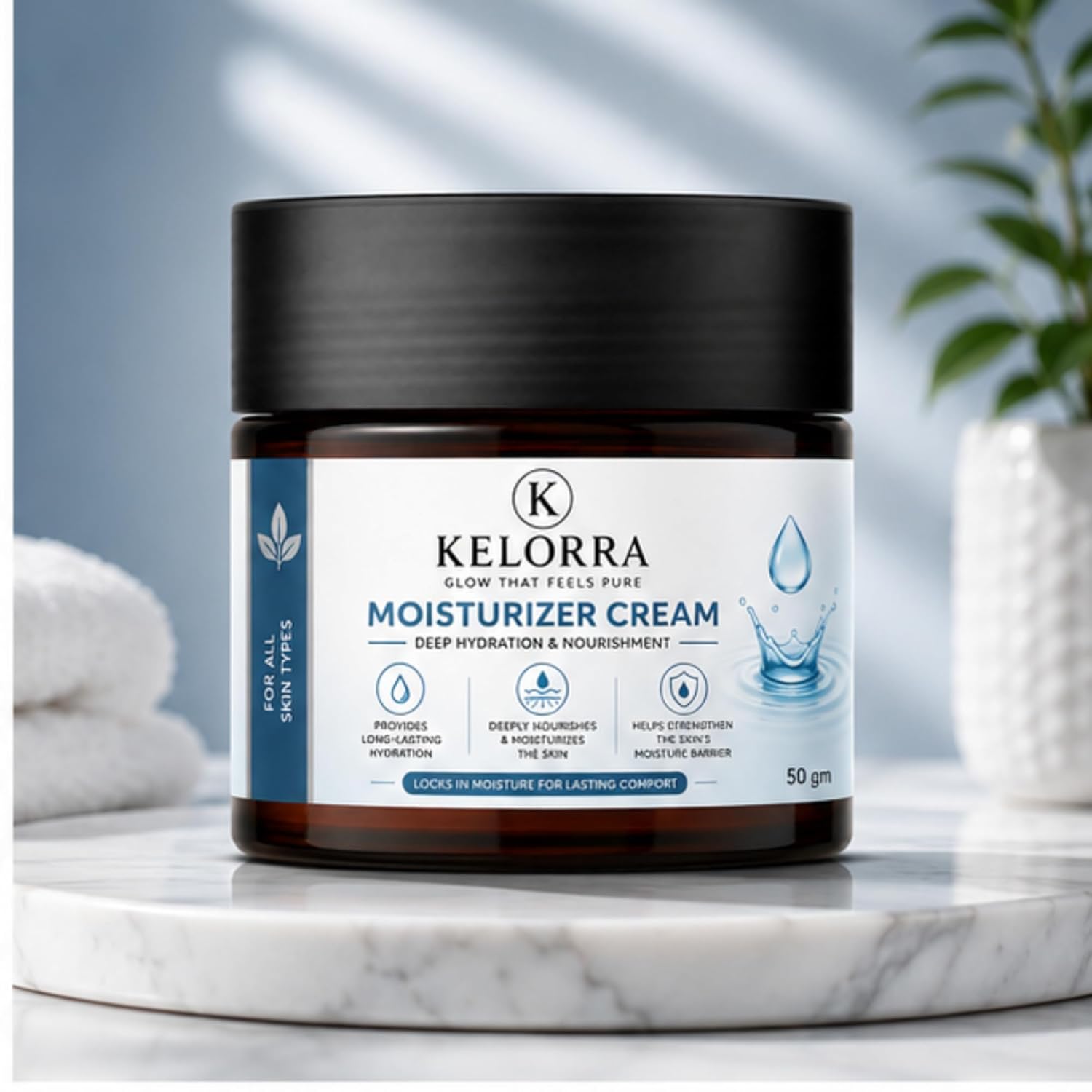 Kelorra Moisturizer Cream | Daily Face Moisturizing Cream for All Skin Types | Lightweight Hydration Cream | Smooth & Non-Greasy Formula | Face Care Cream | 50 gm