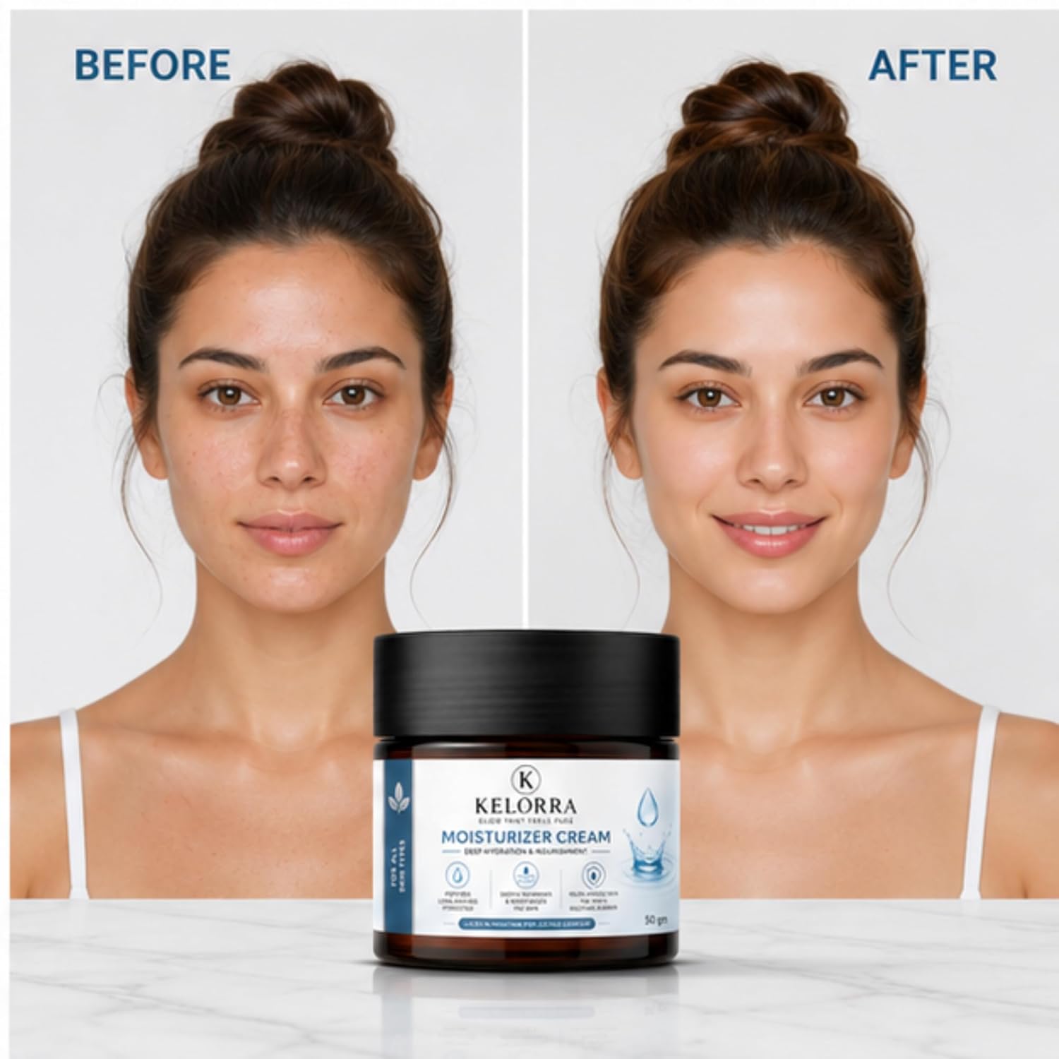 Kelorra Moisturizer Cream | Daily Face Moisturizing Cream for All Skin Types | Lightweight Hydration Cream | Smooth & Non-Greasy Formula | Face Care Cream | 50 gm