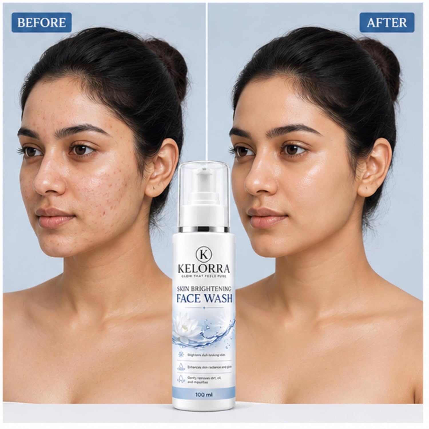 Kelorra Skin Brightening Face Wash | Daily Facial Cleanser for Dull-Looking Skin | Gentle Deep Cleansing Face Wash | Removes Dirt, Oil & Impurities | Refreshing Face Care for All Skin Types | 100 ml
