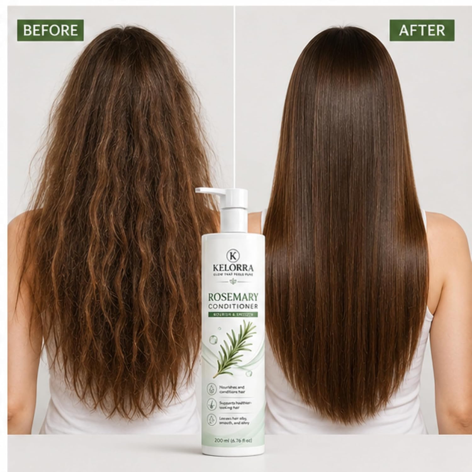 Kelorra Rosemary Conditioner | Daily Hair Conditioner with Rosemary | Smooth & Manageable Hair Care Formula | Suitable for All Hair Types | Lightweight Conditioning Formula | Pump Bottle | 200 ml