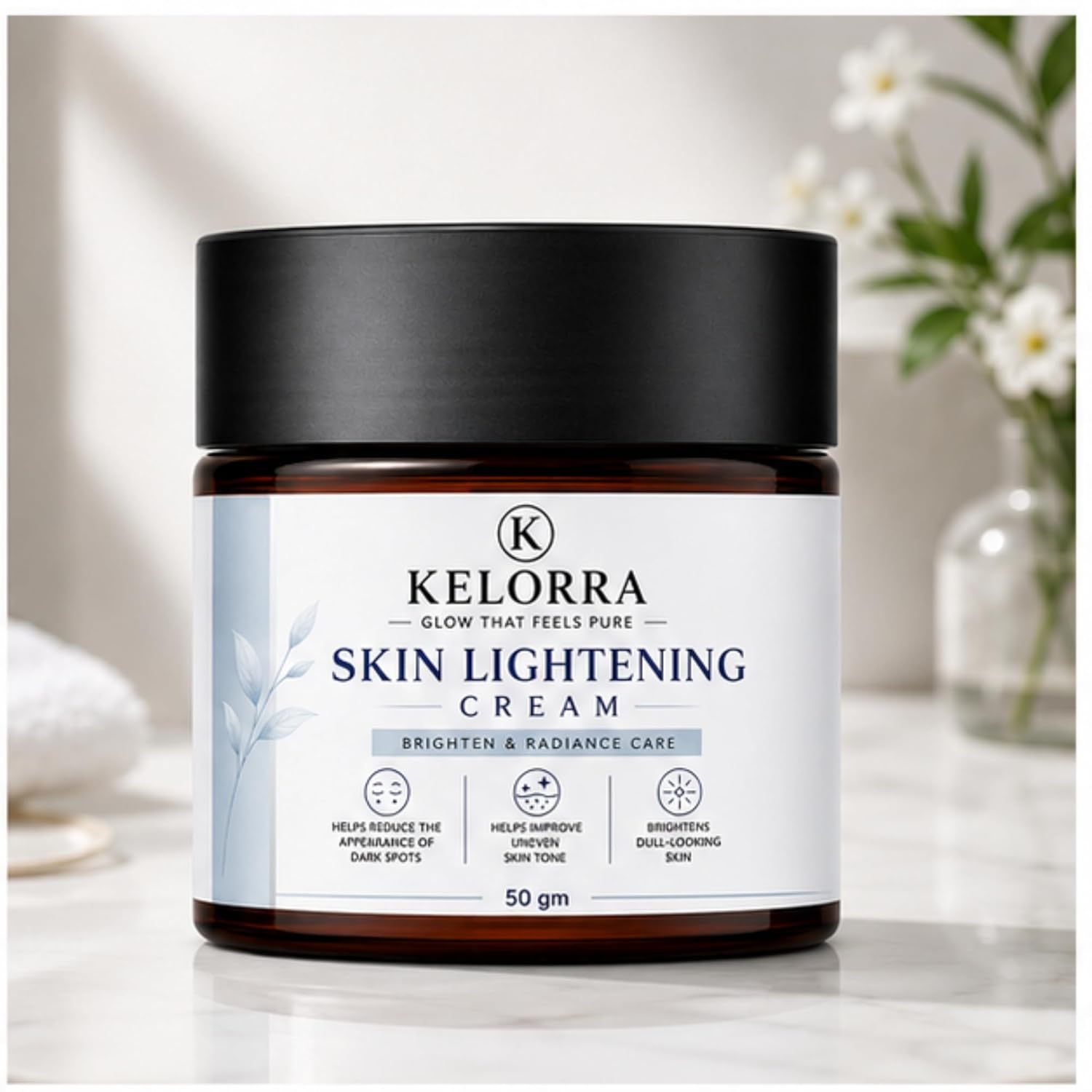 Kelorra Skin Lightening Cream | Daily Moisturizing Face Cream for Uneven Skin Tone | Brightening & Radiance Care Cream | Lightweight Hydrating Formula | For All Skin Types | 50 gm