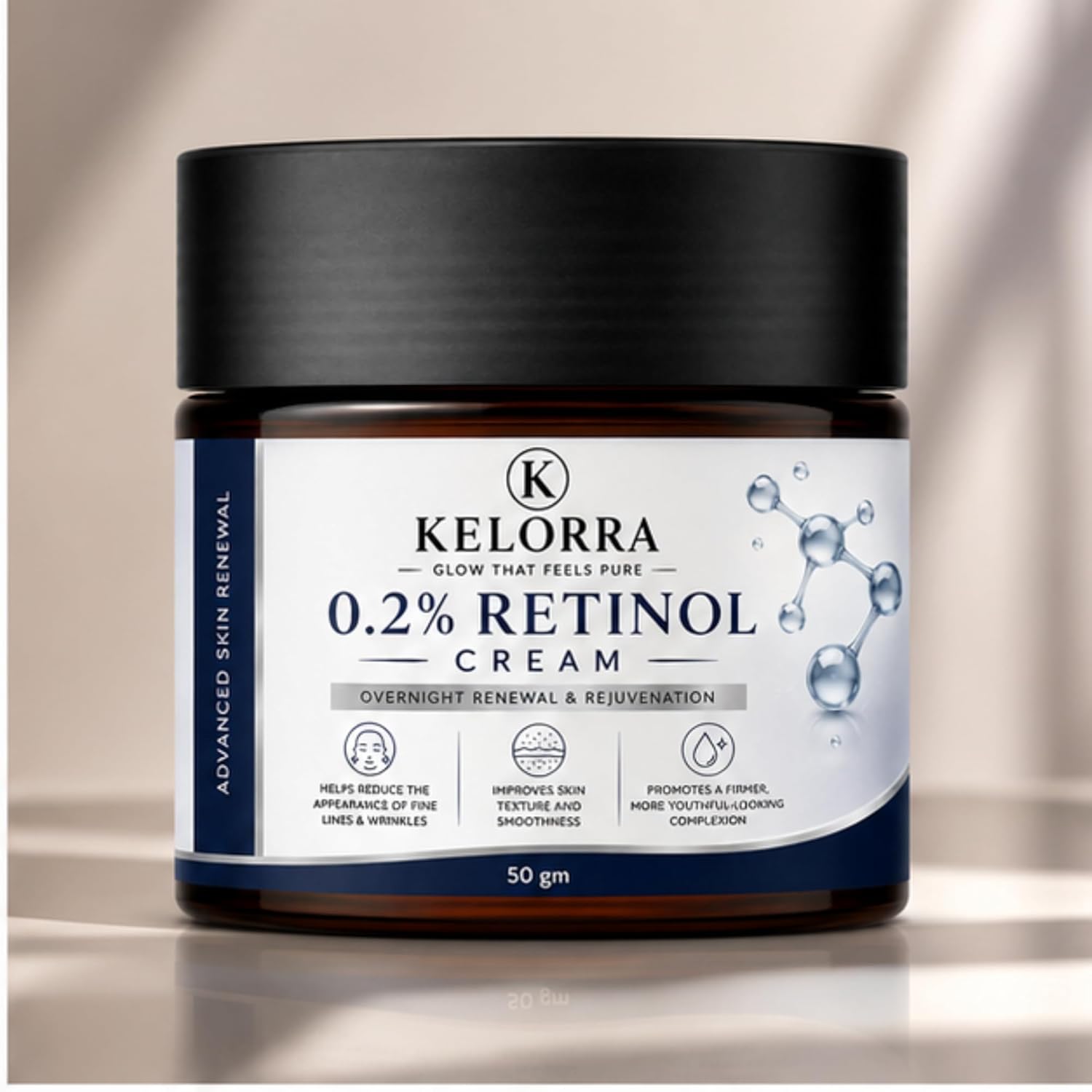Kelorra 0.2% Retinol Cream | Overnight Face Cream for Daily Nighttime Skincare Routine | Lightweight Moisturizing Formula | Suitable for All Skin Types | 50 gm