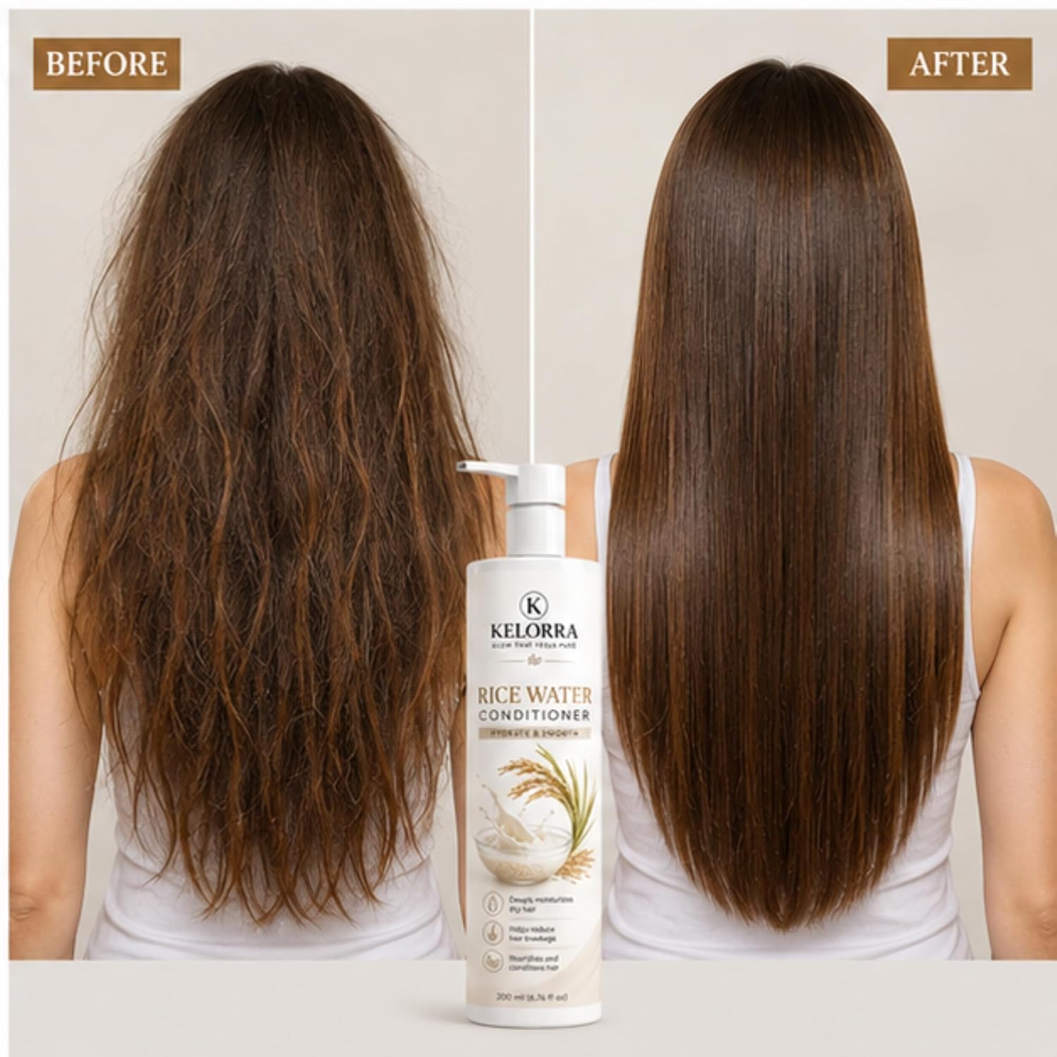 Kelorra Damage Repair Conditioner | Daily Hair Conditioner for Smooth & Manageable Hair | Lightweight Conditioning Formula | Suitable for All Hair Types | Pump Bottle | 200 ml