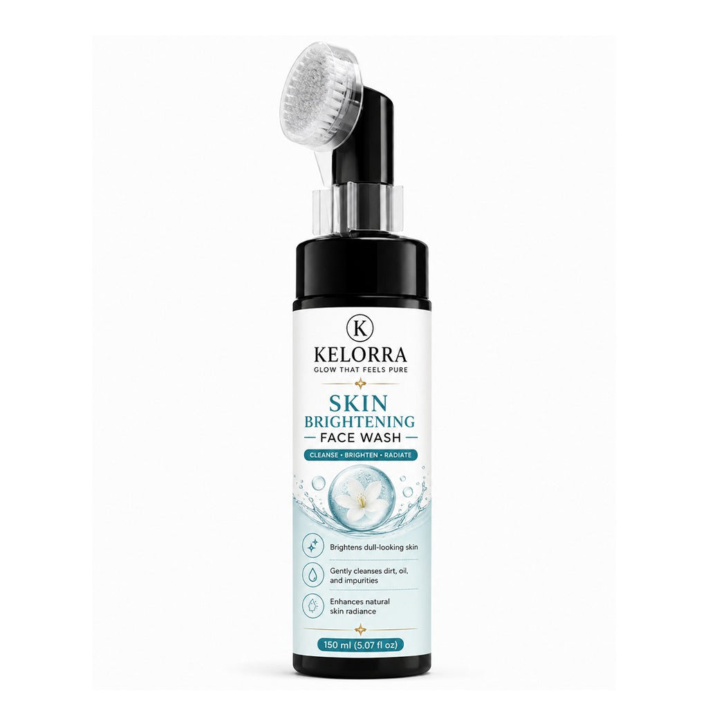 Kelorra Skin Brightening Face Wash with Soft Silicone Applicator Brush | Deep Cleansing Foaming Face Wash | Daily Facial Cleanser for Dull-Looking Skin | Refreshing Face Care | 150 ml