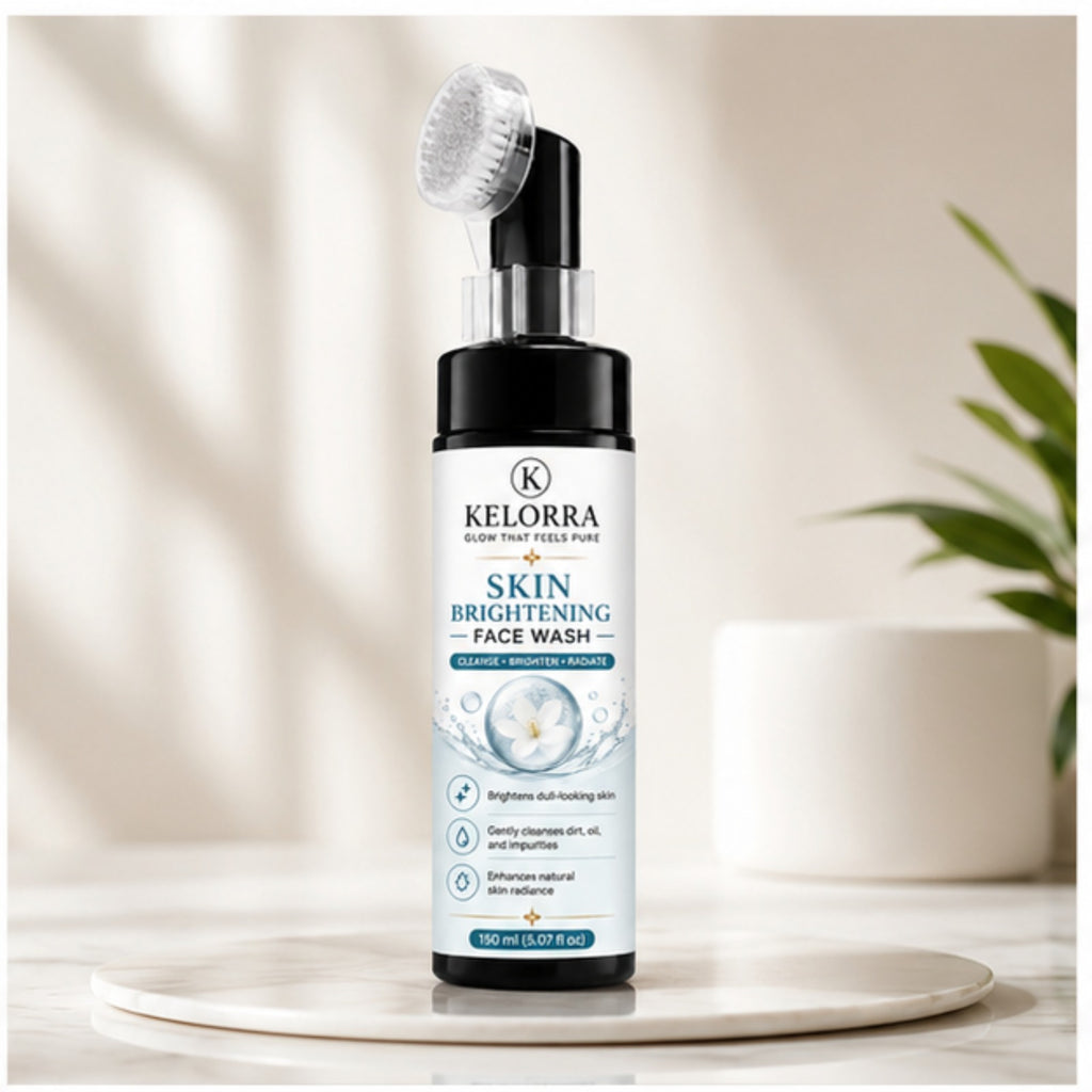 Kelorra Skin Brightening Face Wash with Soft Silicone Applicator Brush | Deep Cleansing Foaming Face Wash | Daily Facial Cleanser for Dull-Looking Skin | Refreshing Face Care | 150 ml