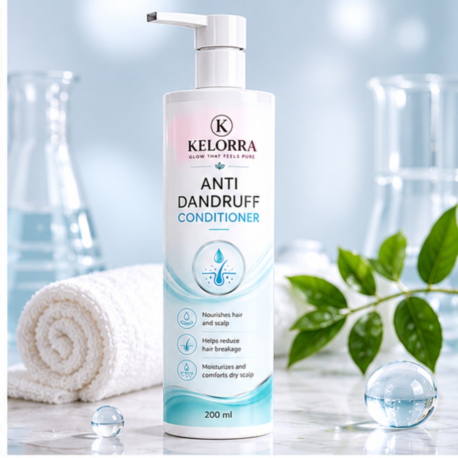 Kelorra Anti Dandruff Conditioner | Daily Hair Conditioner for Scalp & Hair Care | Lightweight Conditioning Formula | Suitable for All Hair Types | Pump Bottle | 200 ml